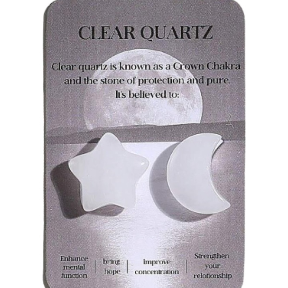 Moon and star clear quartz